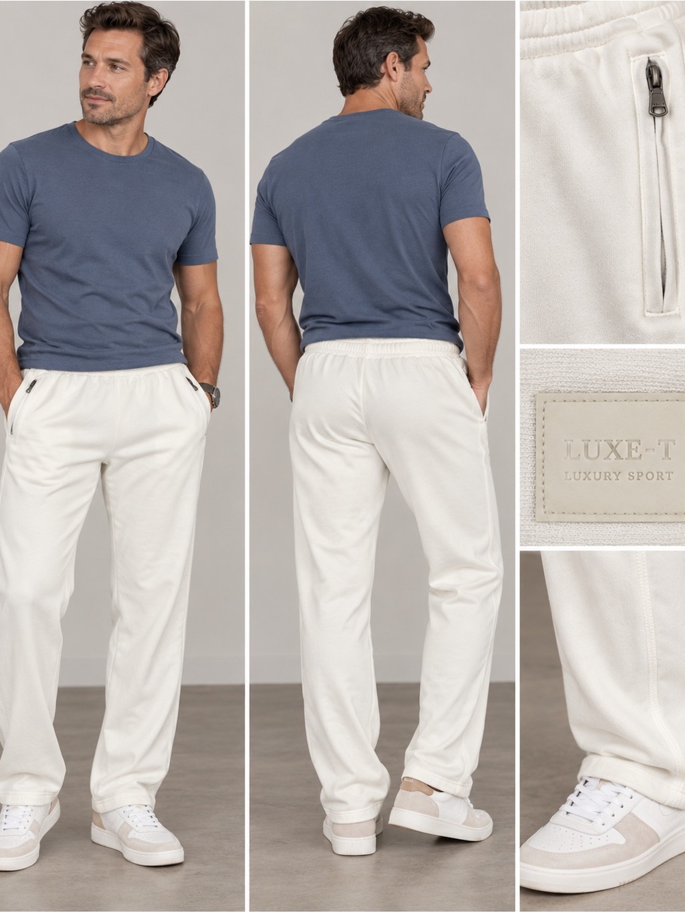 Luxe-T Sports Men’s Cream Casual Jogger Pants